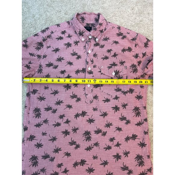 J.Crew Mens Pink Palm Tree Short Sleeve Button-Up Cotton Shirt Size L - Picture 7 of 9
